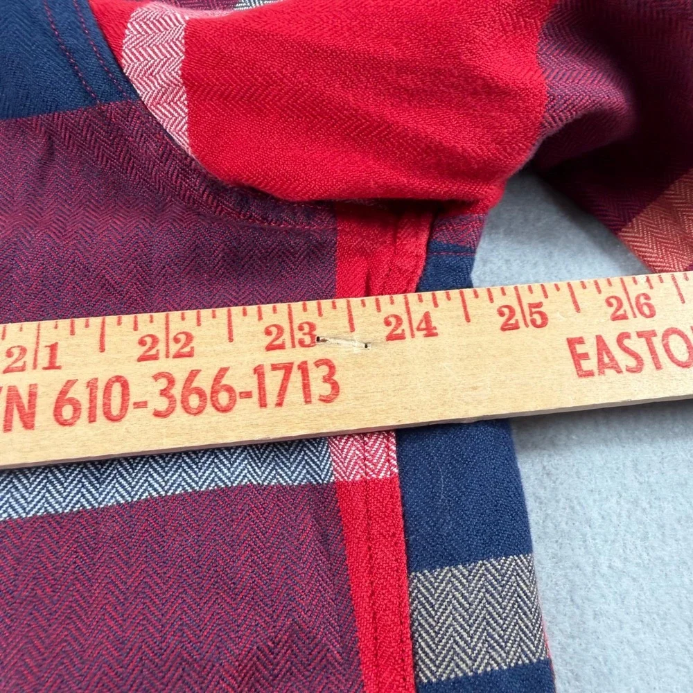 J. Crew Sportsman's Outfitter Men XL Red Navy Plaid Herringbone Popover Shirt